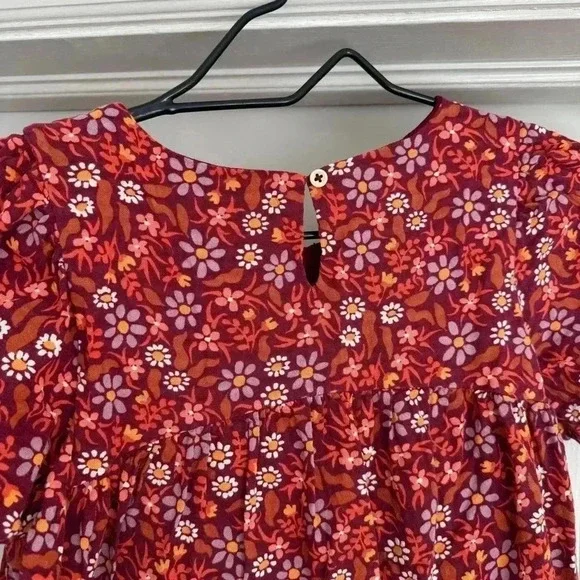 Cat and Jack girls fall dress burgundy floral size L (10/12) - Picture 4 of 6